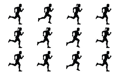 Vector art of running people silhouette collection