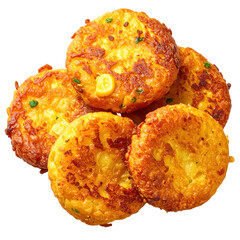 Corn fritters isolated on white background