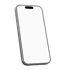 Realistic smartphone mockup with silver frame, smartphones with device screen frame isolated on transparent background.