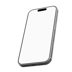 Realistic smartphone mockup with silver frame on transparent background, device screen frame and smartphones isolated.