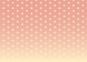 ピンクと黄色のグラデーション和柄背景（麻の葉）