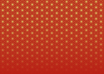 赤と金のグラデーション和柄背景（麻の葉）