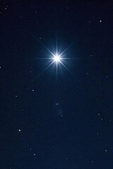 Bright Star Shining in Inky Black Night Sky, Hope and Dreams Celestial Theme