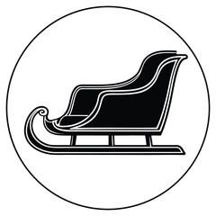A black silhouette of a sleigh