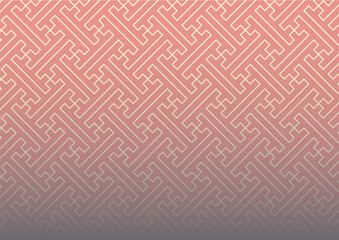 ピンクと黄色のグラデーション和柄背景（紗綾形）