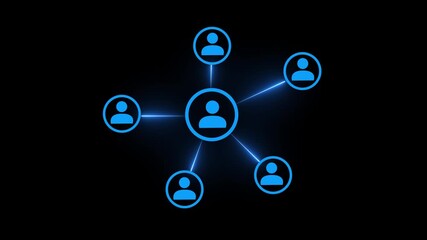 Animated glowing network connection concept representing business people and their relations On Black Background. - Powered by Adobe