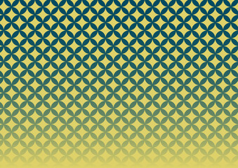 青と黄色のグラデーション和柄背景（七宝）