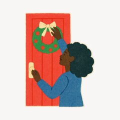 Festive door wreath illustration