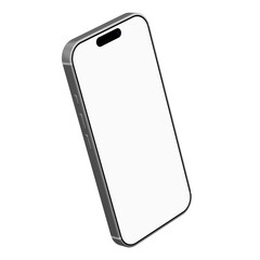 Realistic smartphone mockup with silver frame on transparent background, smartphones isolated and device screen frame.