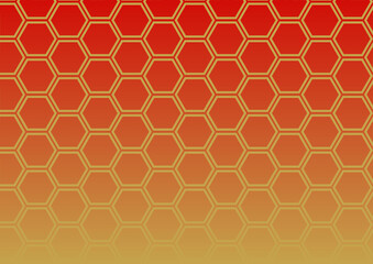 赤と金のグラデーション和柄背景（亀甲）