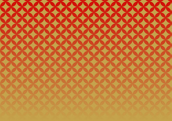赤と金のグラデーション和柄背景（七宝）