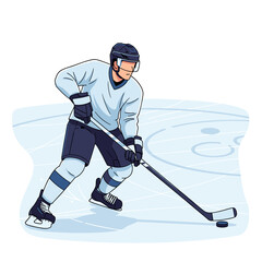 Obraz premium Ice Hockey Player Skating and Stickhandling a Puck