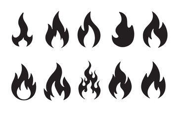 set of fire flame icons in vector style