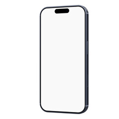 Realistic smartphone mockup with blue frame, isolated on transparent background with smartphones and device screen frame