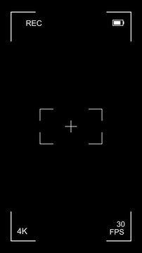 Recording video overlay with vertical mode for phone video recording screen. Footage 4k