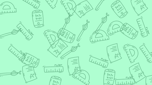 Cute School Supplies Pattern Background Education Study Theme