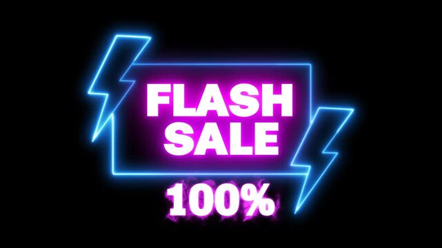 4k Flat Mega sale motion graphic Promo banner video on transparent alpha background. 100% percent discount advertisement concept