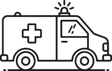 Ambulance car with cross symbol isolated on white background, vector illustration