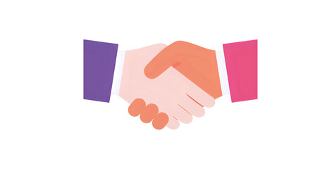 A stylized flat vector illustration of a diverse handshake, symbolizing a business agreement, partnership, collaboration, and successful deal