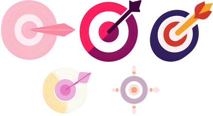 Creative Target Icons Collection Achieving Goals, Accuracy, and Success in Design and Business