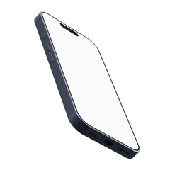 Realistic smartphone mockup with blue frame, device screen frame with smartphones on transparent background isolated