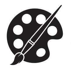 Art palette with brush creative symbol for painting and drawing artistic expression