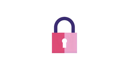 An illustration of a pink and purple padlock symbolizing security, privacy, and protection of data