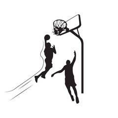 Illustration of basketball player movements with simple background colors