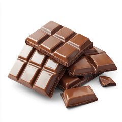 A pile of chocolate bars with a glossy finish.