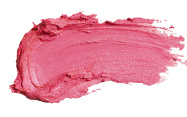 Pink lipstick smudge on transparent background