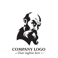 Fototapeta premium Classic Old Man Logo Symbol in Black on White Background with Vintage and Minimalist Design