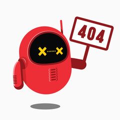 404 Not Found Sign Held by Red Robot