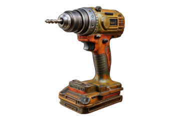 Vintage Electric Drill isolated on transparent or white background