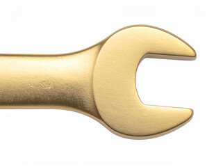 Close-Up of Golden Open-End Wrench Tool
