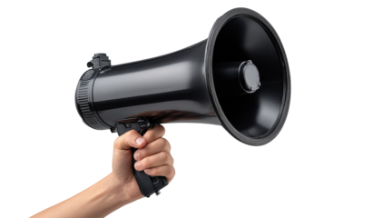 Hand Holding Megaphone Isolated on Transparent Background