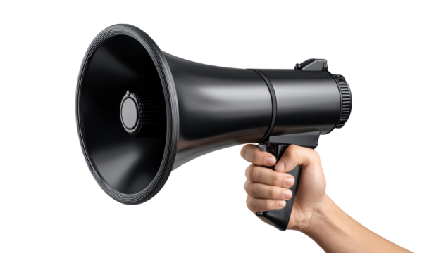 Hand Holding Megaphone Isolated on Transparent Background