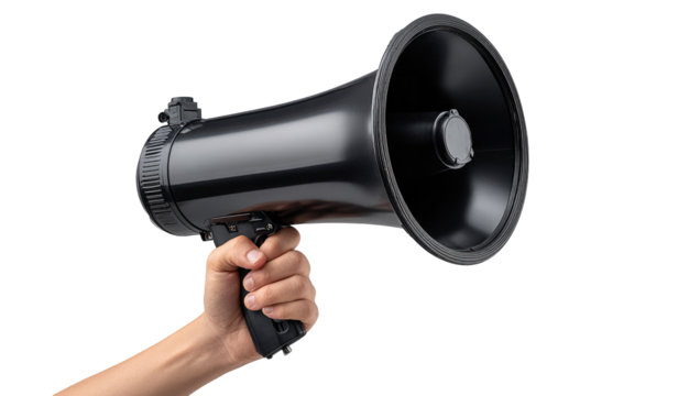 Hand Holding Megaphone Isolated on Transparent Background