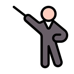 teacher explained icon with flat line style