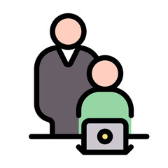 teacher guides icon with flat line style