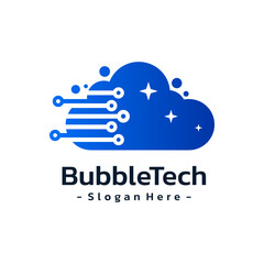 Bubble Tech Logo Template Design. Cleaning service logotype icon. Vector illustration isolated
