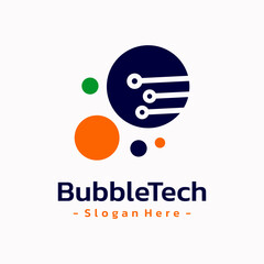 Modern Tech Logo Template Design. Colorful circular elements symbolizing innovation and digital connection.