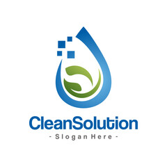 Digital Eco Water Technology Logo Template Design. Aqua sign, pure water icon symbol. Vector illustration isolated