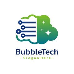 Bubble Tech Logo Template Design. Cleaning service logotype icon. Vector illustration isolated