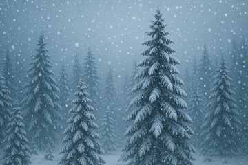 Obraz premium Snowy forest with falling snowflakes background