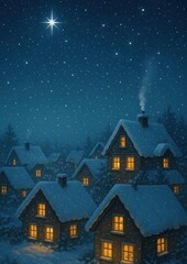 Fototapeta premium Cozy winter village night.