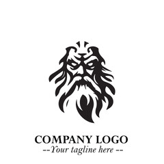 Classic Old Man Logo Symbol in Black on White Background with Vintage and Minimalist Design