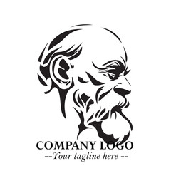 Classic Old Man Logo Symbol in Black on White Background with Vintage and Minimalist Design