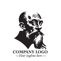 Classic Old Man Logo Symbol in Black on White Background with Vintage and Minimalist Design