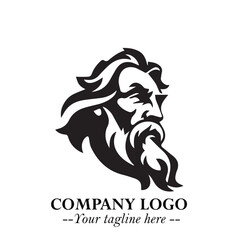 Classic Old Man Logo Symbol in Black on White Background with Vintage and Minimalist Design