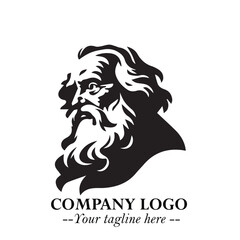 Classic Old Man Logo Symbol in Black on White Background with Vintage and Minimalist Design